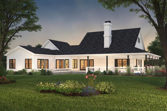 Exterior - Rear Elevation for Farmhouse House Plan #72-132 - 3 bed, 2.5 bath