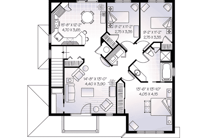 Architectural House Design - Floor Plan - Upper Floor for Traditional House Plan #23-556 - 3 bed, 1 bath