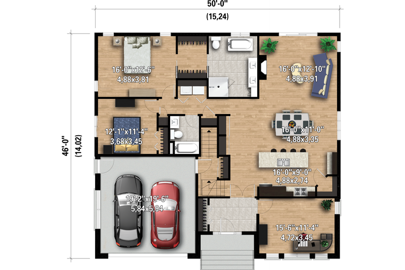 Architectural House Design - Floor Plan - Main Floor for Contemporary House Plan #25-4912 - 2 bed, 2 bath