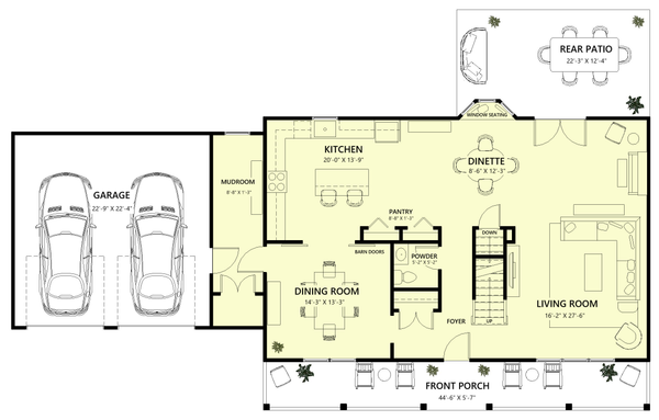 Home Plan - Floor Plan - Main Floor for Farmhouse House Plan #1123-3 - 4 bed, 2.5 bath
