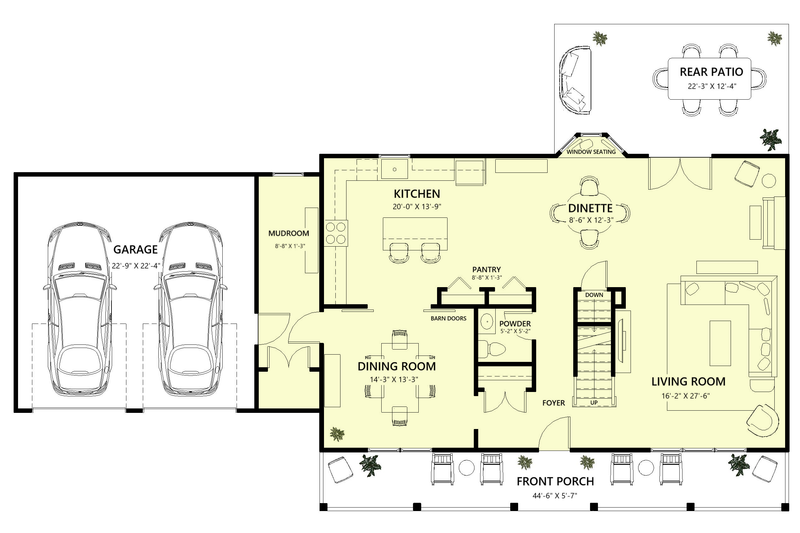 Home Plan - Floor Plan - Main Floor for Farmhouse House Plan #1123-3 - 4 bed, 2.5 bath