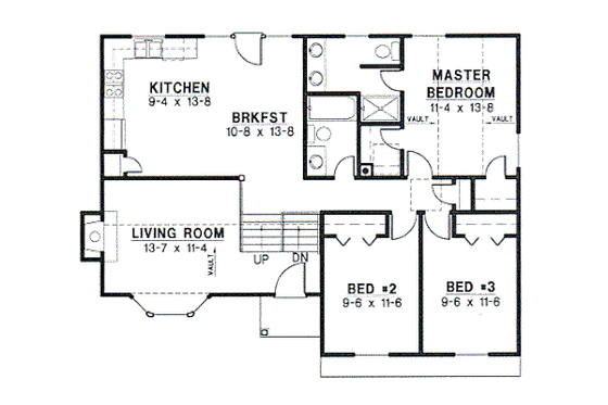 Floor Plan - Main Floor for Traditional House Plan #67-660 - 3 bed, 2 bath