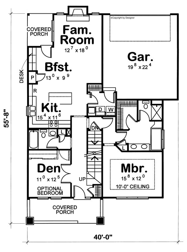 House Plan Design - Craftsman Floor Plan - Main Floor Plan #20-1228