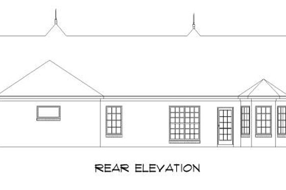 Exterior - Rear Elevation for European House Plan #424-75 - 3 bed, 2 bath