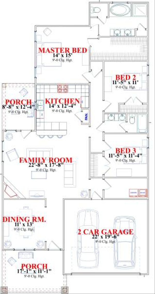 Farmhouse Floor Plan - Main Floor Plan #63-140