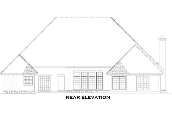 Exterior - Rear Elevation for European House Plan #17-2429 - 4 bed, 3.5 bath