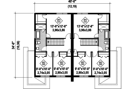 Floor Plan - Upper Floor for Contemporary House Plan #25-4516 - 6 bed, 2 bath
