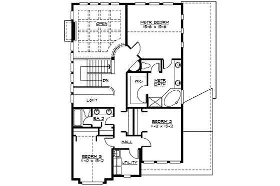 Floor Plan - Upper Floor for Country House Plan #132-115 - 3 bed, 2.5 bath