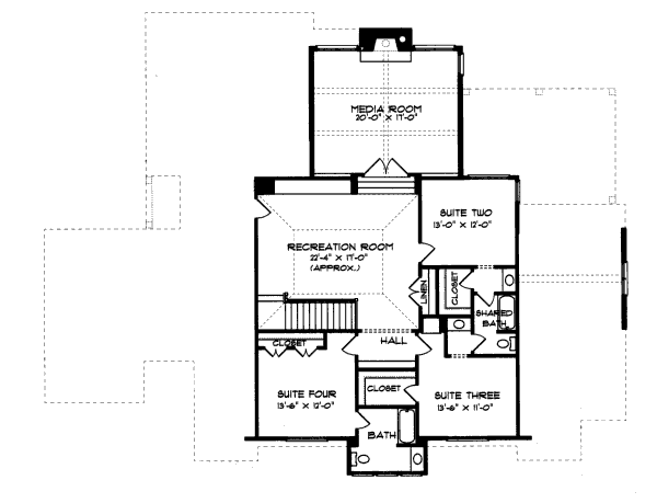 Architectural House Design - European Floor Plan - Upper Floor Plan #413-828