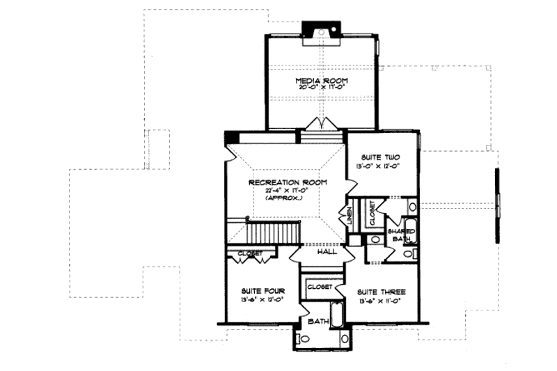 Home Plan - Floor Plan - Upper Floor for European House Plan #413-828 - 4 bed, 3.5 bath