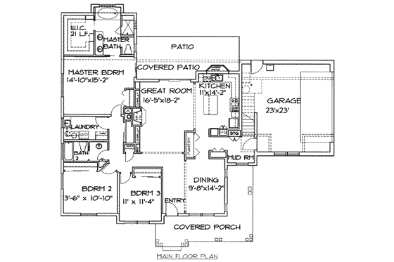 Floor Plan - Main Floor 1 for Traditional House Plan #117-297 - 3 bed, 2 bath