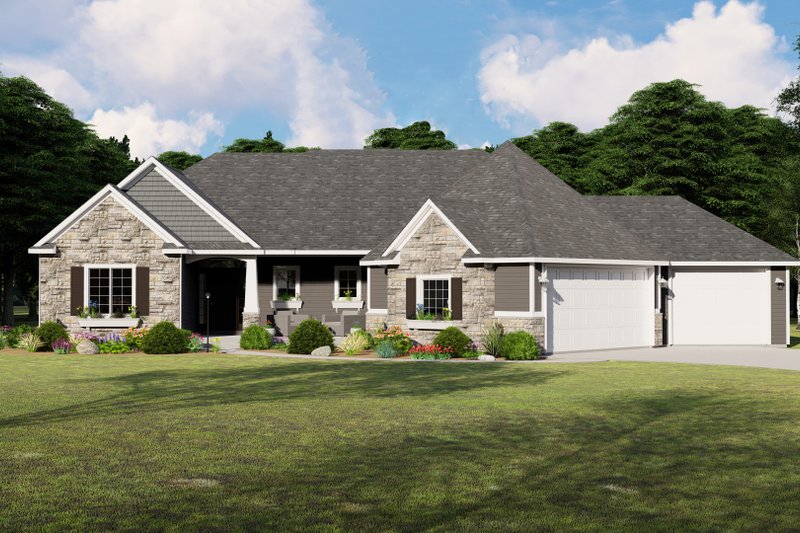 Dream House Plan - Craftsman Exterior - Front Elevation Plan #1064-83
