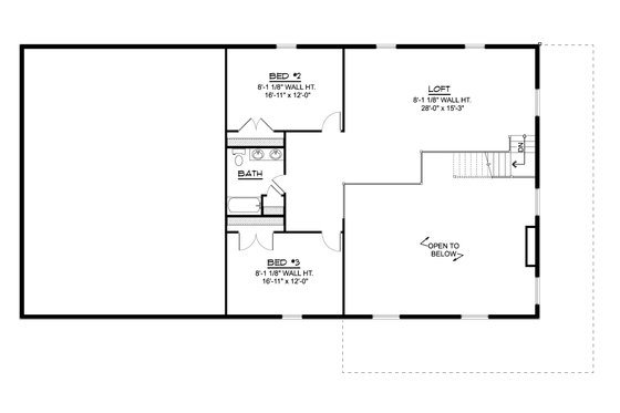 Floor Plan - Upper Floor for Barndominium House Plan #1064-162 - 3 bed, 3.5 bath