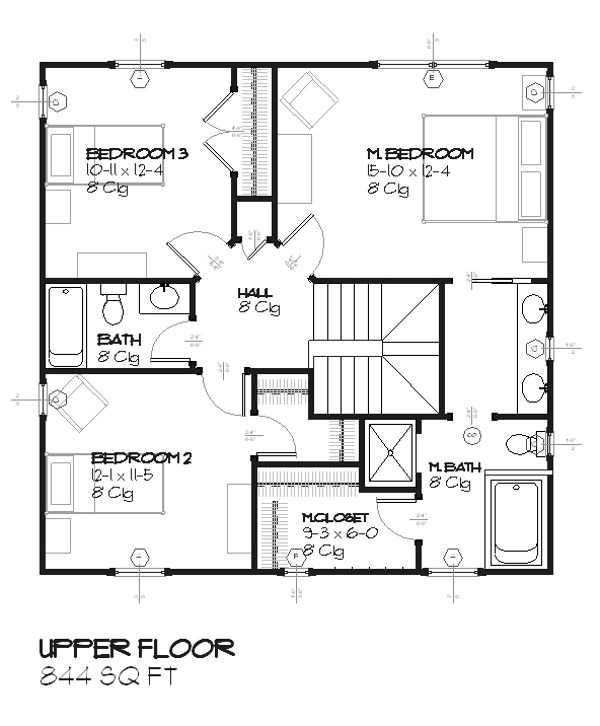 Colonial Floor Plan - Upper Floor Plan #901-75