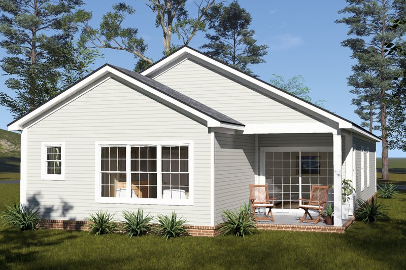 Architectural House Design - Exterior - Rear Elevation for Cottage House Plan #513-2459 - 3 bed, 2 bath