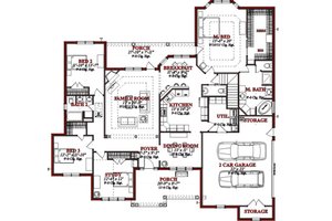Floor Plan - Main Floor for Traditional House Plan #63-198 - 4 bed, 2.5 bath