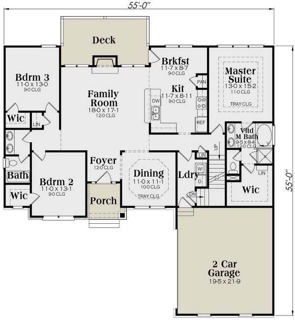 Traditional Style House Plan - 3 Beds 2 Baths 1732 Sq/Ft Plan #419-145 ...