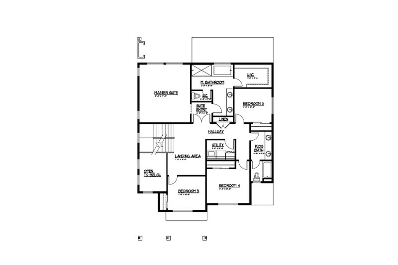 Dream House Plan - Floor Plan - Upper Floor for Farmhouse House Plan #569-48 - 5 bed, 3 bath