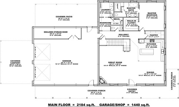 Barndominium Floor Plan - Main Floor Plan #1084-11