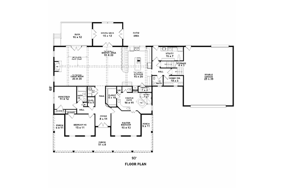 Floor Plan - Main Floor for Southern House Plan #81-13833 - 3 bed, 2.5 bath