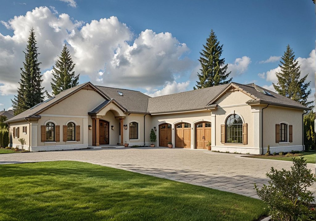 Exterior - Front Elevation 2 for Mediterranean House Plan #117-509 - 3 bed, 2.5 bath