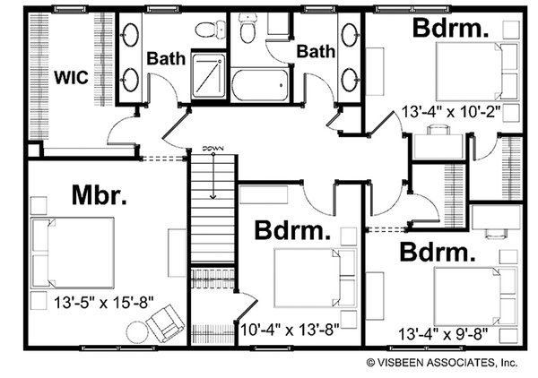 Home Plan - Floor Plan - Upper Floor for Farmhouse House Plan #928-449 - 4 bed, 2.5 bath