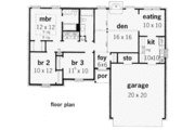 European Style House Plan - 3 Beds 2 Baths 1206 Sq/Ft Plan #16-103 