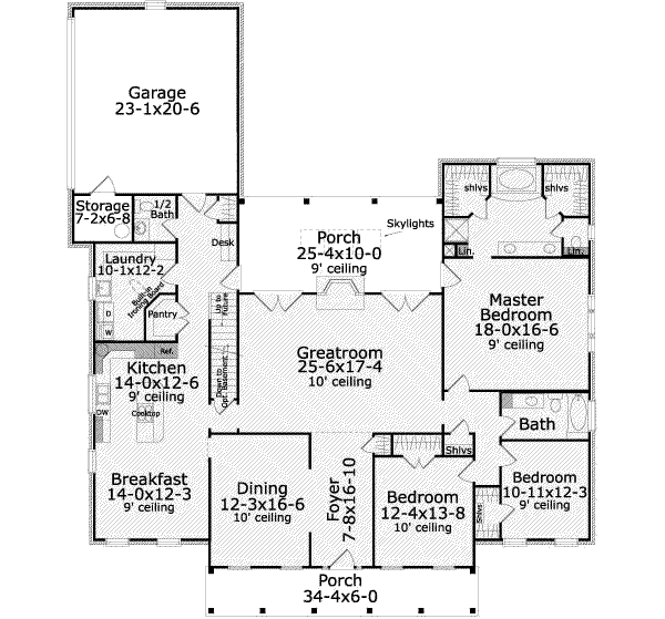 House Plan Design - Southern Floor Plan - Main Floor Plan #406-261