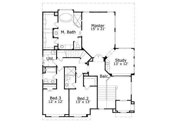 Floor Plan - Upper Floor for European House Plan #411-861 - 3 bed, 3.5 bath