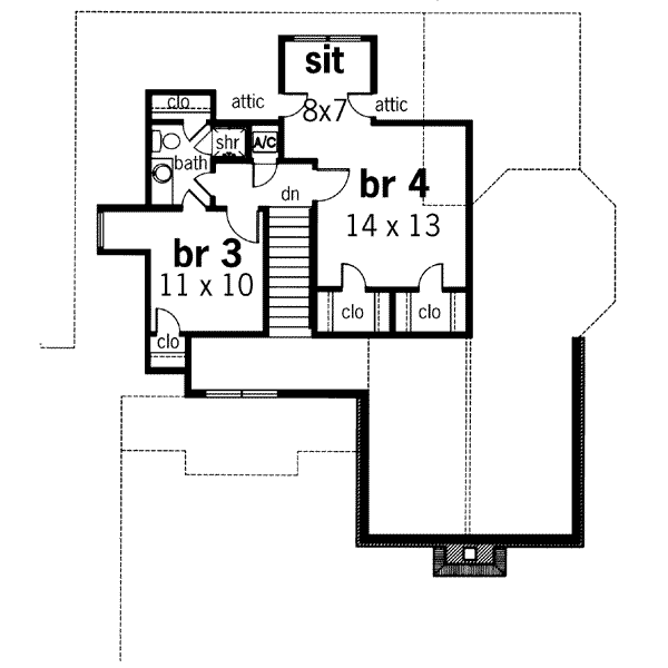 European Floor Plan - Upper Floor Plan #45-196