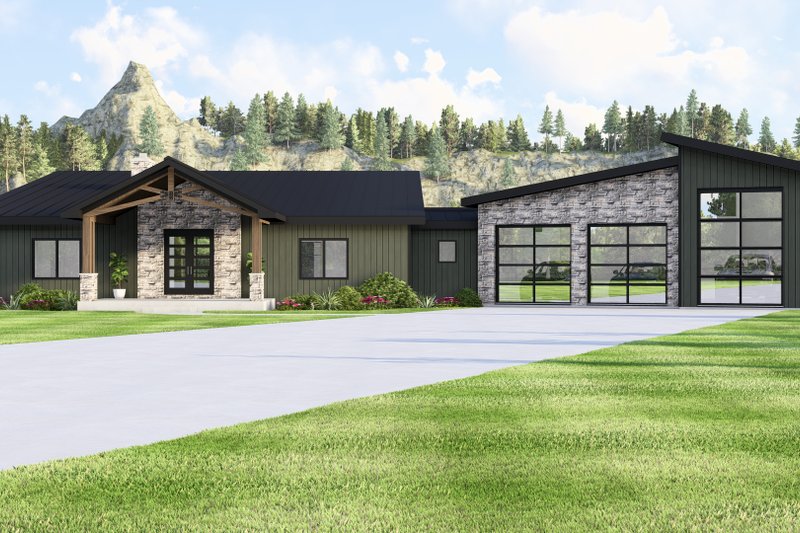 House Plan Design - Exterior - Front Elevation 3 for Modern House Plan #1064-438 - 2 bed, 2.5 bath
