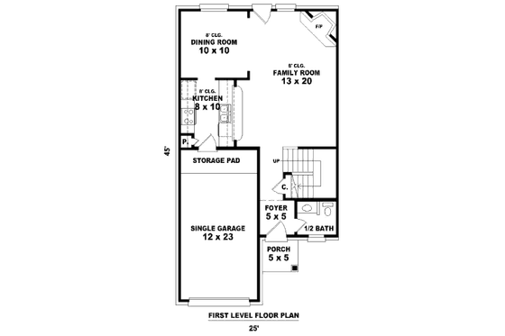 Floor Plan - Main Floor for Country House Plan #81-13847 - 3 bed, 2.5 bath