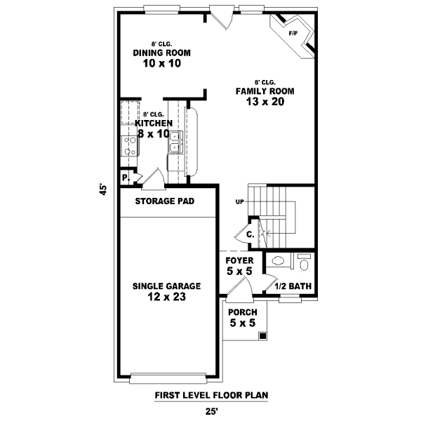 Floor Plan - Main Floor for Country House Plan #81-13847 - 3 bed, 2.5 bath