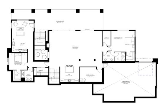 Floor Plan - Lower Floor for Contemporary House Plan #1114-101 - 5 bed, 4.5 bath