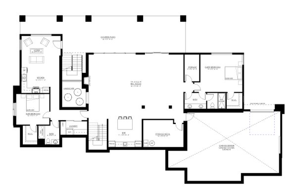 Contemporary Floor Plan - Lower Floor Plan #1114-101