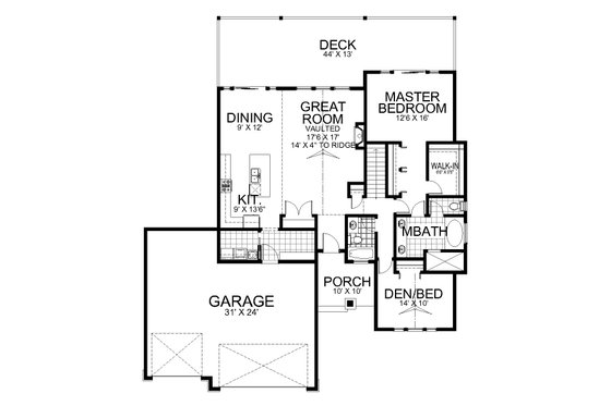 Floor Plan - Main Floor for Traditional House Plan #112-194 - 4 bed, 3 bath