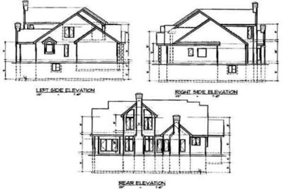 Exterior - Rear Elevation for European House Plan #67-220 - 4 bed, 3 bath