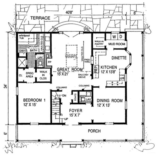 House Design - Country Floor Plan - Main Floor Plan #315-104