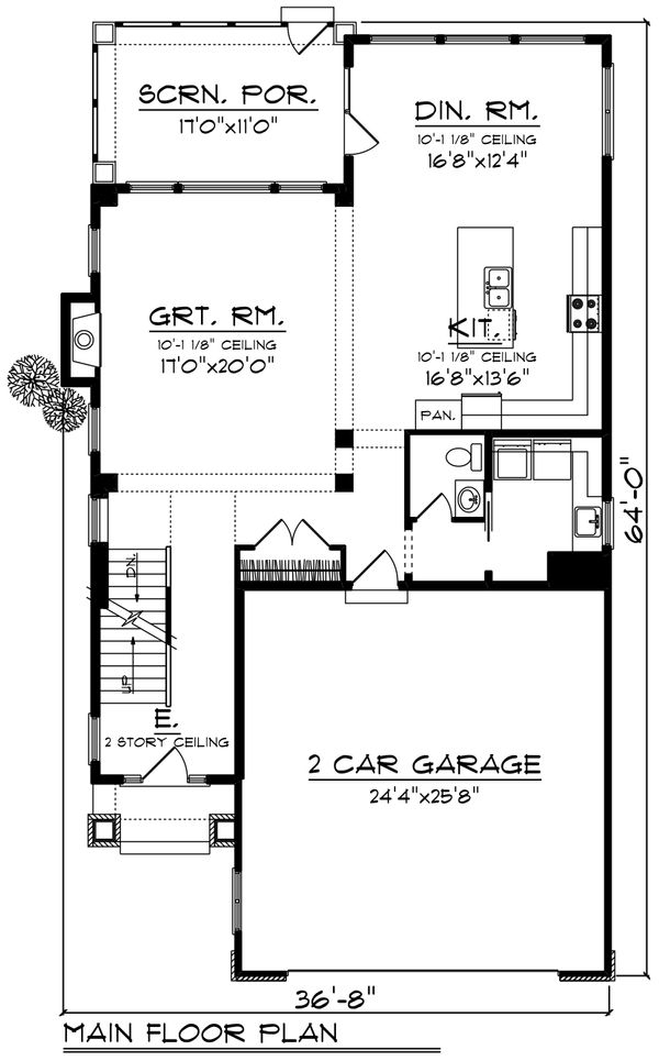 Architectural House Design - Craftsman Floor Plan - Main Floor Plan #70-1426