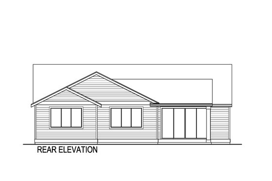 Exterior - Rear Elevation for Ranch House Plan #569-73 - 3 bed, 2 bath