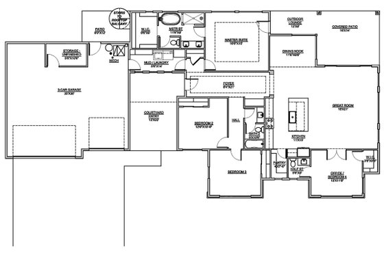 Floor Plan - Main Floor for Modern House Plan #1073-11 - 4 bed, 2.5 bath