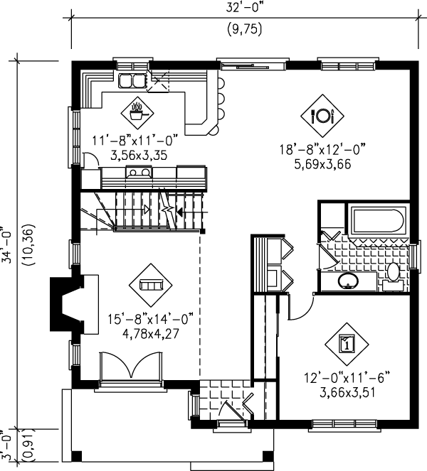 Traditional Floor Plan - Main Floor Plan #25-2016