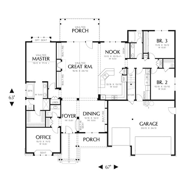 Craftsman Floor Plan - Main Floor Plan #48-540