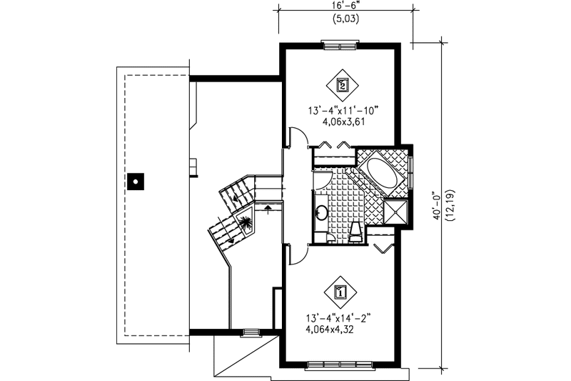 Home Plan - Floor Plan - Upper Floor for Modern House Plan #25-341 - 2 bed, 1.5 bath