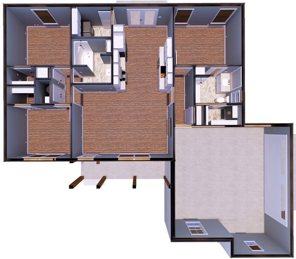 House Blueprint - Floor Plan - Other Floor 1 for Farmhouse House Plan #44-312 - 3 bed, 2 bath