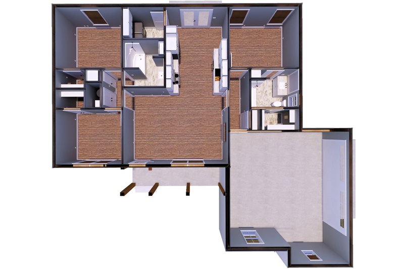 House Blueprint - Floor Plan - Other Floor 1 for Farmhouse House Plan #44-312 - 3 bed, 2 bath
