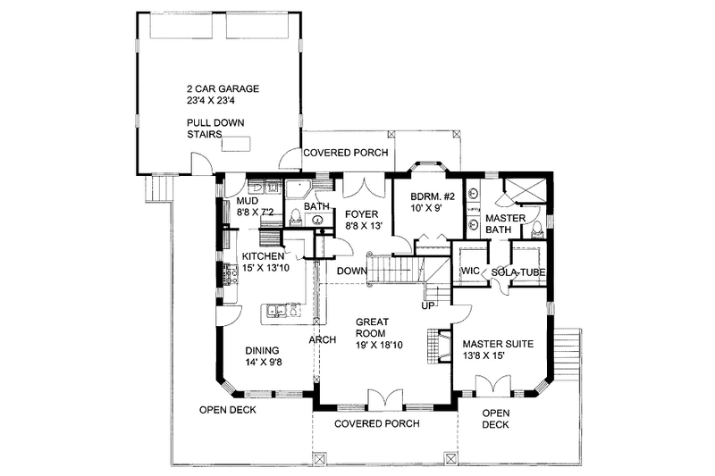 Dream House Plan - Floor Plan - Main Floor for Bungalow House Plan #117-649 - 3 bed, 2 bath