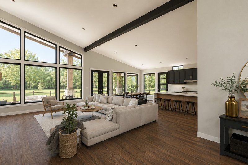House Blueprint - Interior - Family Room 1 for Modern House Plan #1064-500 - 3 bed, 3.5 bath