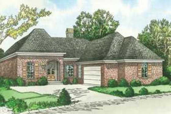 Exterior - Front Elevation for European House Plan #15-150 - 3 bed, 2 bath