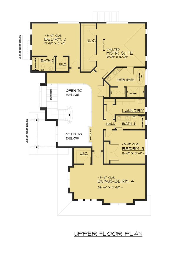 Traditional Floor Plan - Upper Floor Plan #1066-58